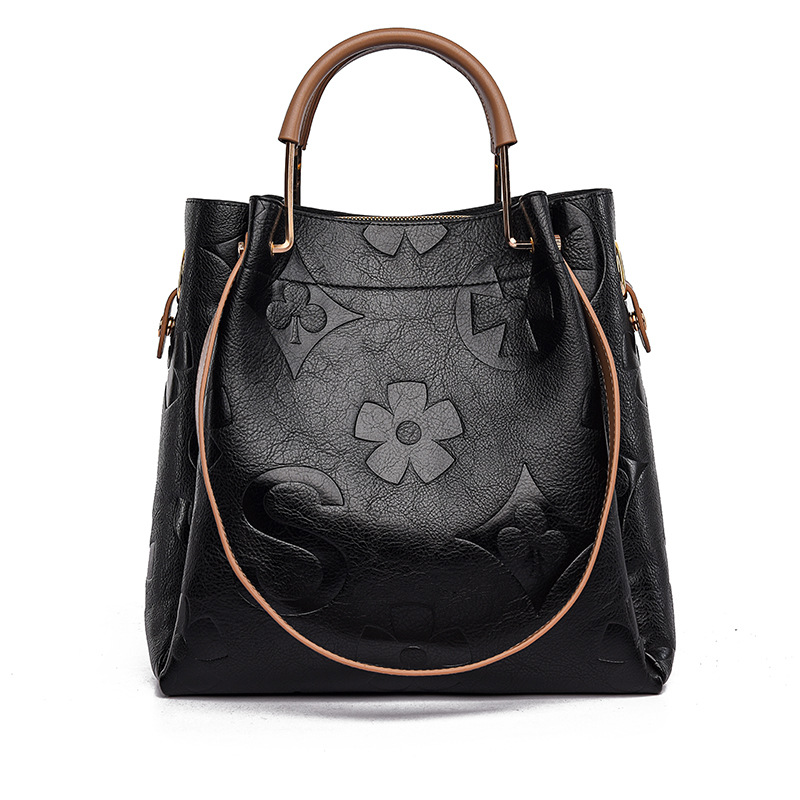 Handbag Women's Fashion Embossed Tote Bag Large Capacity Maternity Bucket Bag - Image 5