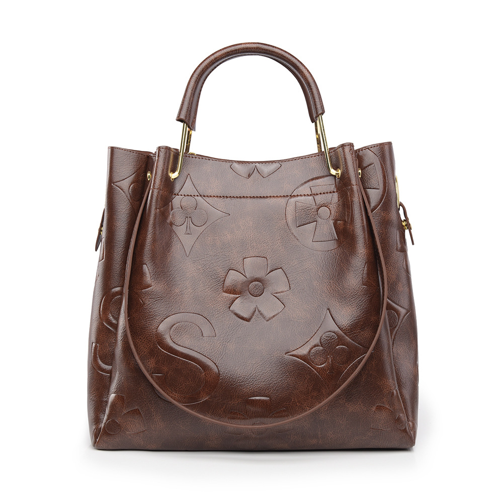 Handbag Women's Fashion Embossed Tote Bag Large Capacity Maternity Bucket Bag - Image 11