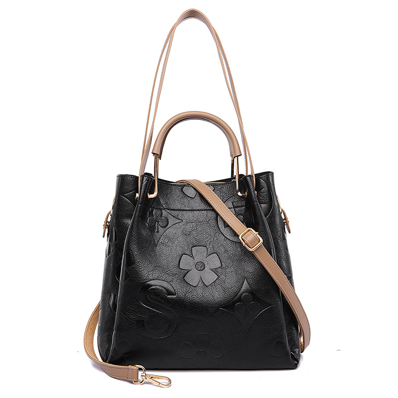 Handbag Women's Fashion Embossed Tote Bag Large Capacity Maternity Bucket Bag - Image 3